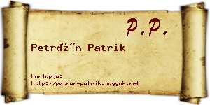 Petrán Patrik névjegykártya